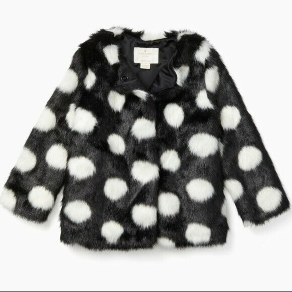 Kate Spade Girls' Polka Dot Faux Fur Coat
